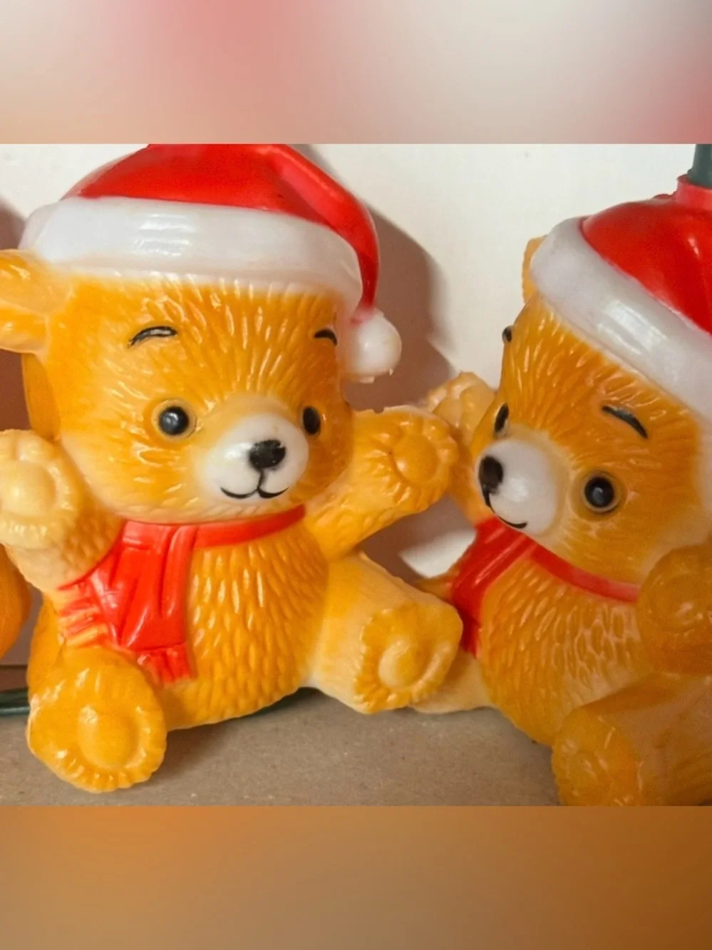 Vintage Teddy Bear Christmas String Lights 10 Light Set Tested Working w/ Box